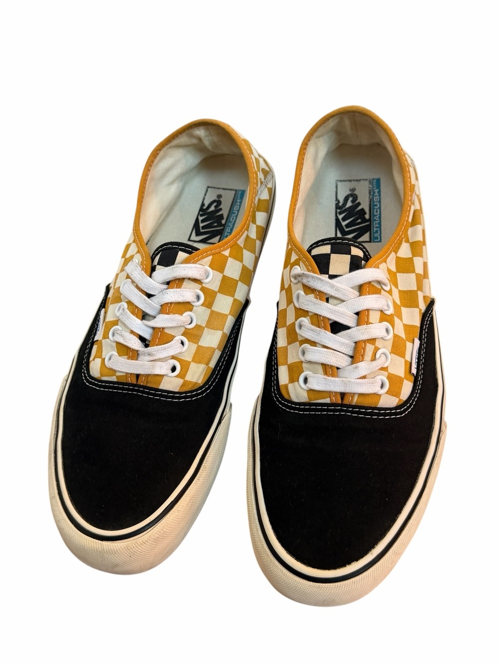 Vans SF Surf Check Men's Yellow Checkerboard & Black Retro 90's Sneakers Sz 11.5